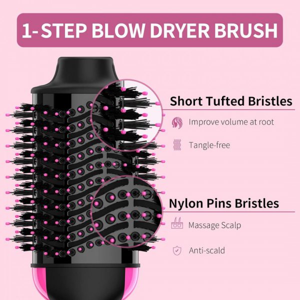 Hair Dryer Brush Blow Dryer Brush in One,  with Negative Ion Anti-frizz Ceramic Titanium Barrel Hot Air Brush Hair Straightener Brush