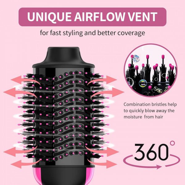 Dual Voltage Hair Dryer Brush with Negative Ion Anti-frizz Styler - Hot Air Volumizer for 110V-120V/220V-240V European and Travel Use