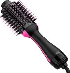 Hair Dryer Brush Blow Dryer Brush in One, Upgraded 4 in 1 Hair Dryer and Styler Volumizer with Negative Ion Anti-frizz Ceramic Titanium Barrel Hot Air Brush Hair Straightener Brush (Black/Rose)